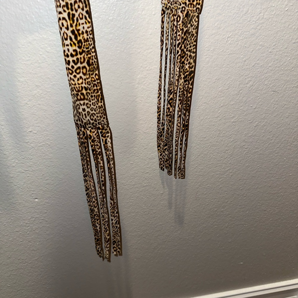 ALEXIS Intermix *Dula* leopard animal print boho sheath dress w fringe belt XS - Picture 7 of 9